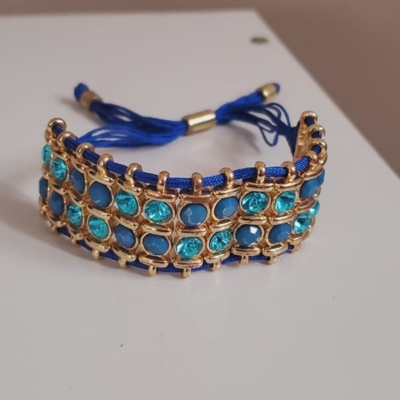 Royal Blue &Aqua Crystal Bracelet. Adjustable Strap🌴 - Picture 6 of 9